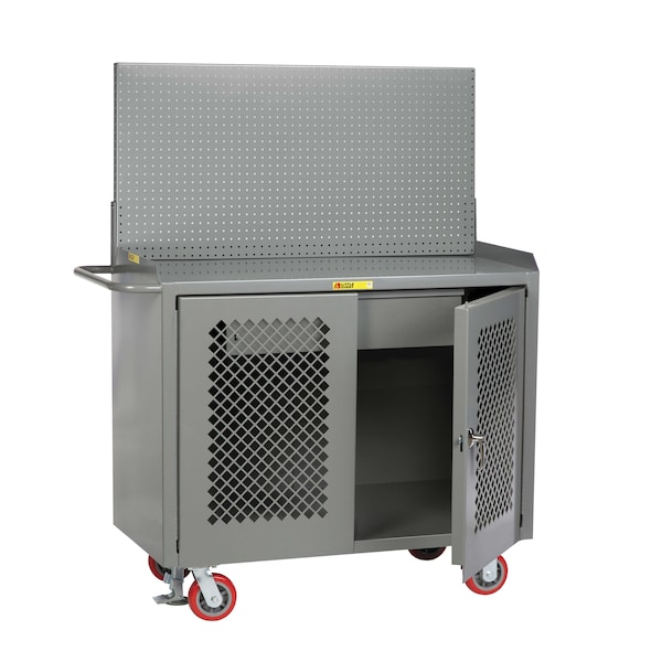Little Giant Mobile Bench Cabinets, Perf Doors, 36"W, HD Drawer, Pegboard, Steel MBP2D-36-HDFLPB - main